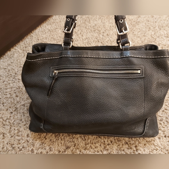 COACH 5749 Black Pebbled leather tassel detail bag